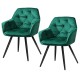 Artiss Dining Chairs Set of 2 Velvet Diamond Tufted Armchair Green, 60x50x86cm, Steel Legs, 150kg Capacity, Modern Style