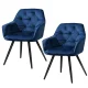 Artiss Dining Chairs Set of 2 Velvet Diamond Tufted Armchair Blue, Plush Upholstery, Steel Legs, 150kg Capacity