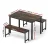 Artiss 3-Piece Dining Set: Dark Walnut Table & Benches with Metal Frame, Compact Space-Saving Design, Easy Assembly