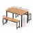 Artiss 3-Piece Dining Set: Natural Oak Table & Benches, Space-Saving Metal Frame, 110cm x 70cm, Scandinavian Style