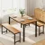 Artiss 3-Piece Dining Set: Natural Oak Table & Benches, Space-Saving Metal Frame, 110cm x 70cm, Scandinavian Style