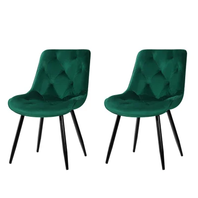 Artiss Velvet Diamond Tufted Dining Chairs Set of 2, Green - Luxurious, Stylish, and Versatile Seating Solution