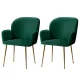 Artiss Dining Chairs Set of 2, Velvet Armchair, Green, 54x58x83cm, Luxurious Comfort, Sturdy Steel Legs, Easy Assembly