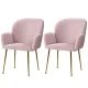 Artiss Velvet Dining Chairs Set of 2 - Plush Pink Armchair with Steel Legs, Luxurious Comfort & Style for Any Room