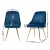 Artiss Velvet Dining Chairs Set of 2, Blue - Channel Tufted, Gold Legs, High Resilience Foam, 150kg Capacity, 44x41x80cm