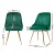 Artiss Velvet Dining Chairs Set of 2, Green, with Gold Splayed Legs - 44x41x80cm, High Resilience Foam, Timeless Design