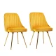 Artiss Velvet Dining Chairs Set of 2, Yellow, Channel Tufted, Gold Metal Legs, 44x41x80cm, Trendsetting Design