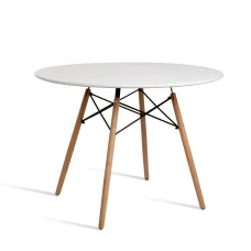 Artiss Round White Dining Table - 100CM, 4 Seater, Solid Beech Wood Legs, Reinforced MDF Top, Scratch-Proof Finish