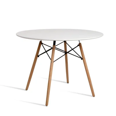 Artiss Round White Dining Table - 100CM, 4 Seater, Solid Beech Wood Legs, Reinforced MDF Top, Scratch-Proof Finish