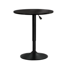 Artiss Bar Table, MDF & Steel, 60cm Round, Black, Adjustable Height, 360° Swivel, Indoor/Outdoor Use