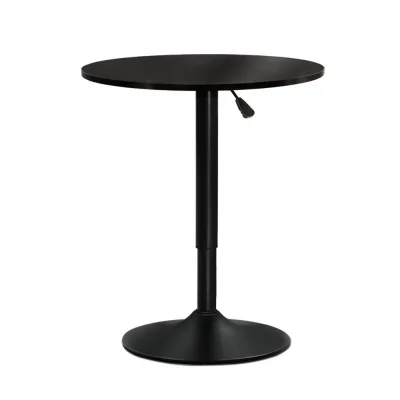 Artiss Bar Table, MDF & Steel, 60cm Round, Black, Adjustable Height, 360° Swivel, Indoor/Outdoor Use