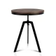 Artiss Adjustable Industrial Bar Table 67-86CM, Round Elm Wood Top, Steel Frame, Dark Brown/Black, Durable Design