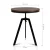 Artiss Adjustable Industrial Bar Table 67-86CM, Round Elm Wood Top, Steel Frame, Dark Brown/Black, Durable Design