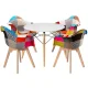 Artiss Dining Set: Mid-Century White Table & 4 Chairs with Beech Wood Legs, Scratch-Proof Finish, 100cm Diameter