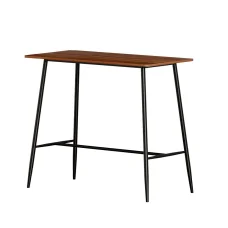 Artiss Halle Bar Table, Particleboard & Steel, 120CM, Oak & Black, Rectangular, Elegant Design, 120kg Capacity