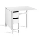 Artiss White Extendable Rectangular Dining Table, MDF & Iron, Gateleg Design, Seats 4-6, UV Finish, 150x80x74.5cm