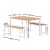 Artiss 3PCS Dining Table & Benches Set - Particle Board & Metal, 110x70cm, Natural/White, High Weight Capacity