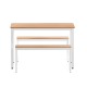 Artiss 3PCS Dining Table & Benches Set - Particle Board & Metal, 110x70cm, Natural/White, High Weight Capacity