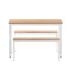 Artiss 3PCS Dining Table & Benches Set - Particle Board & Metal, 110x70cm, Natural/White, High Weight Capacity