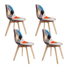 Artiss Set of 4 Retro Eiffel Dining Chairs, Linen Fabric, Beech Wood Legs, 46x42x75cm, Modern Design, 1-Year Warranty