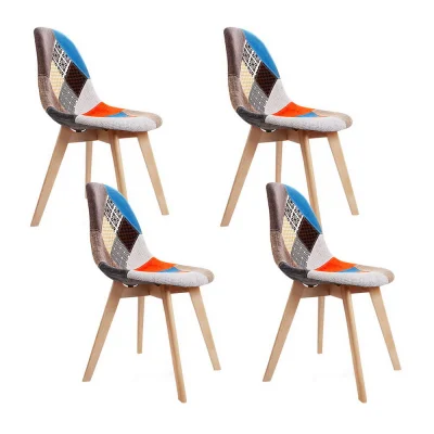 Artiss Set of 4 Retro Eiffel Dining Chairs, Linen Fabric, Beech Wood Legs, 46x42x75cm, Modern Design, 1-Year Warranty