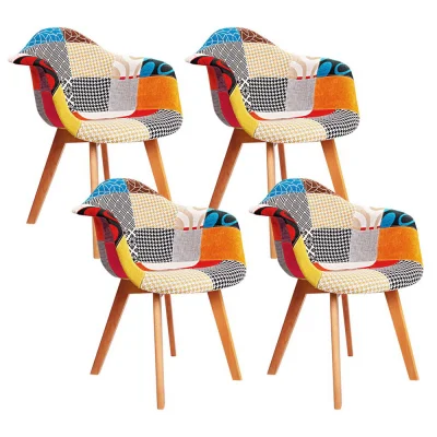 Artiss Set of 4 Retro Replica DSW Dining Chairs - Fabric Seat, Beech Wood Legs, 49x42x84cm, Mid-Century Modern Design Artiss Set of 4 Retro Replica DSW Dining Chairs - Fabric Seat, Beech Wood Legs, 49x42x84cm, Mid-Century Modern Design