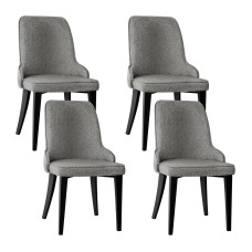 Artiss Dining Chairs Set of 4 Grey Linen Fabric, High Back, Thick Cushioned Seat, Steel Legs, 46x57x90cm