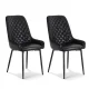 Artiss 2x Retro Dining Chairs, Black PU Leather, Diamond Tufted, Ergonomic Design, Sturdy Metal Legs, 40x40x88cm