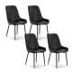 Artiss Retro PU Leather Dining Chairs Set of 4 - Black, Diamond Tufted, Metal Legs, Ergonomic Design, 40x40x88cm