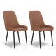 Artiss 2x Retro Dining Chairs, PU Leather, Diamond Tufted, Ergonomic Design, Metal Legs, 40x40x88cm, Brown
