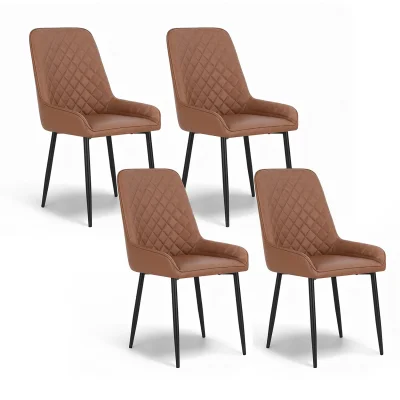 Artiss 4x Brown Retro Dining Chairs - PU Leather, Ergonomic Design, Metal Legs, 40x40x88cm - Kitchen, Cafe, Lounge Artiss 4x Brown Retro Dining Chairs - PU Leather, Ergonomic Design, Metal Legs, 40x40x88cm - Kitchen, Cafe, Lounge