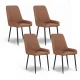 Artiss 4x Brown Retro Dining Chairs - PU Leather, Ergonomic Design, Metal Legs, 40x40x88cm - Kitchen, Cafe, Lounge