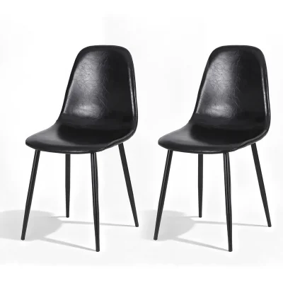 Artiss Set of 2 Retro Dining Chairs, Black PU Leather, Ergonomic Design, Metal Legs, 40x45x86cm – Stylish & Durable Artiss Set of 2 Retro Dining Chairs, Black PU Leather, Ergonomic Design, Metal Legs, 40x45x86cm – Stylish & Durable