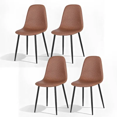 Artiss 4x Retro PU Leather Dining Chairs - Brown, Ergonomic, Sturdy Metal Legs, 40x45x86cm for Kitchen & Home Office Artiss 4x Retro PU Leather Dining Chairs - Brown, Ergonomic, Sturdy Metal Legs, 40x45x86cm for Kitchen & Home Office