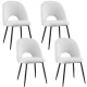 1 Set of 4 Artiss Boucle Sherpa Dining Chairs, Modern White Accent, Curved Back, Steel Legs, 47x46x81cm, 150kg
