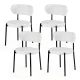 Artiss Set of 4 Sherpa Bouclé Dining Chairs - White, Curvy Backrest, High-Resilience Foam, Metal Legs, 52x47x80cm