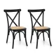 Artiss 2x Dining Chairs - Rattan Seat, Rubber Wood Frame, Black Finish, Ergonomic & Sturdy X-Shape Support, 88cm Height
