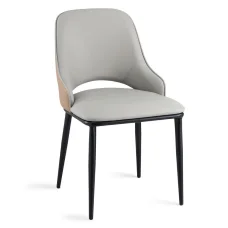 Artiss 1x Dining Chair - Grey & Brown PU Leather, Hollow Back, Ergonomic, Metal Legs, 48x57x82cm, Modern Accent Seating