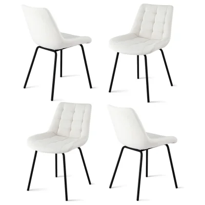Artiss 4x Beige Velvet Dining Chairs, Tufted Design, Ergonomic, Metal Legs, 51x44x80cm for Kitchen, Lounge, Cafe