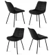 Artiss Set of 4 Black Velvet Dining Chairs – Grid Tufted, Ergonomic Design with Metal Legs, 51x44x80cm, Easy Assembly