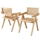 Artiss 2x Wooden Dining Chairs - Natural Rattan Seat, Rubber Wood Frame, Ergonomic Design, 120kg Capacity, Easy Assembly