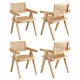 Artiss Set of 4 Dining Chairs - Natural Rubber Wood Frame, Rattan Seat, Ergonomic Design, 120kg Capacity, Easy Assembly