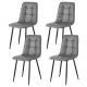 Artiss 4x Retro Dining Chairs, Grey PU Leather, Ergonomic Backrest, Metal Legs, 43x43x90cm, Perfect for Kitchen & Lounge