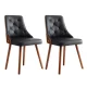 Artiss Set of 2 Black Dining Chairs - PU Leather, Diamond-Tufted, Foam-Padded, 150kg Capacity, Easy Assembly