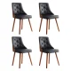 Artiss Set of 4 Black Dining Chairs PU Leather, Diamond Tufted, Foam Padded, Wooden Legs, 150kg Capacity