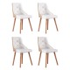 Artiss Set of 4 White Dining Chairs, PU Leather, Diamond Tufted, Padded Seat, Beech Wood Legs, 150kg Capacity
