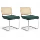 Artiss Set of 2 Velvet Rattan Dining Chairs, Cantilever Stainless Steel Frame, Green, 47x46x77cm, Modern Chic Design