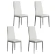 Artiss Astra Dining Chairs Set of 4, White Leather Look, Channel Tufted, Waterproof, Metal Legs, 39x43x95cm