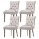 Artiss Cayes Dining Chairs Set of 4, French Provincial Style, Beige Linen, 13cm Cushion, Rubber Wood Legs, 89cm Height