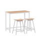 Artiss Solid Wood Bar Table & Stool Set - Pine & White, 3-Piece Dining Desk with Smooth Finish & Anti-Slip Protectors